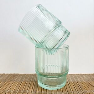 Jonathan Adler | Biba Ribbed Aquamarine Glasses Set of 2